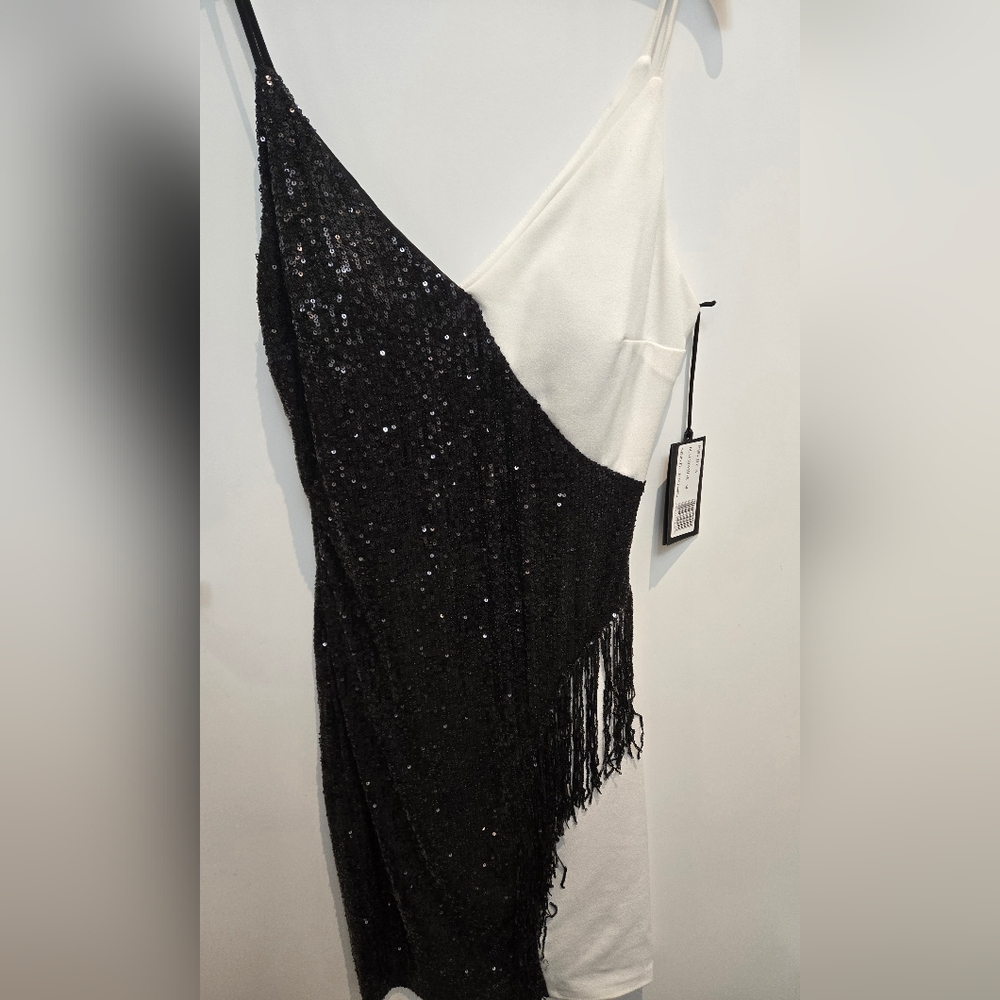 Black and White Sequin Mini Dress
